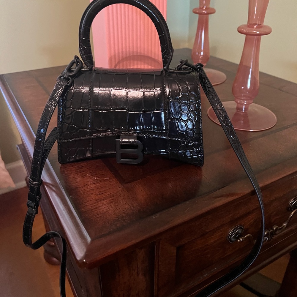 Balenciaga Hourglass XS Croc Top Handle Bag